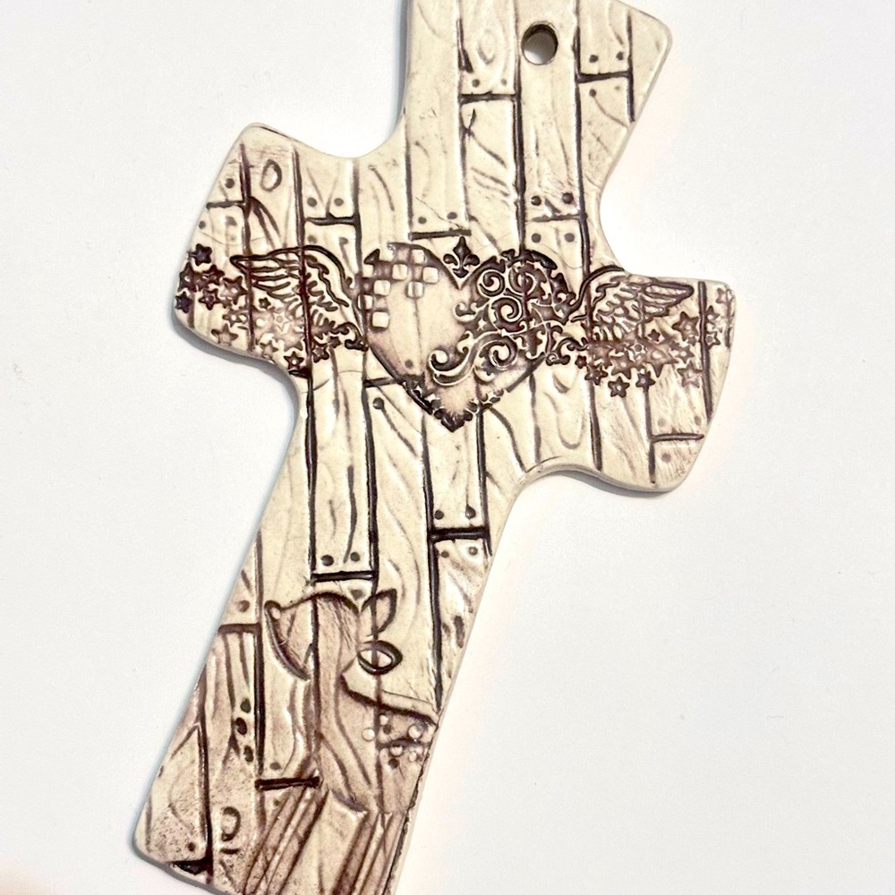 New Ceramic Cross Wall Hanging Deer Decor Ornament